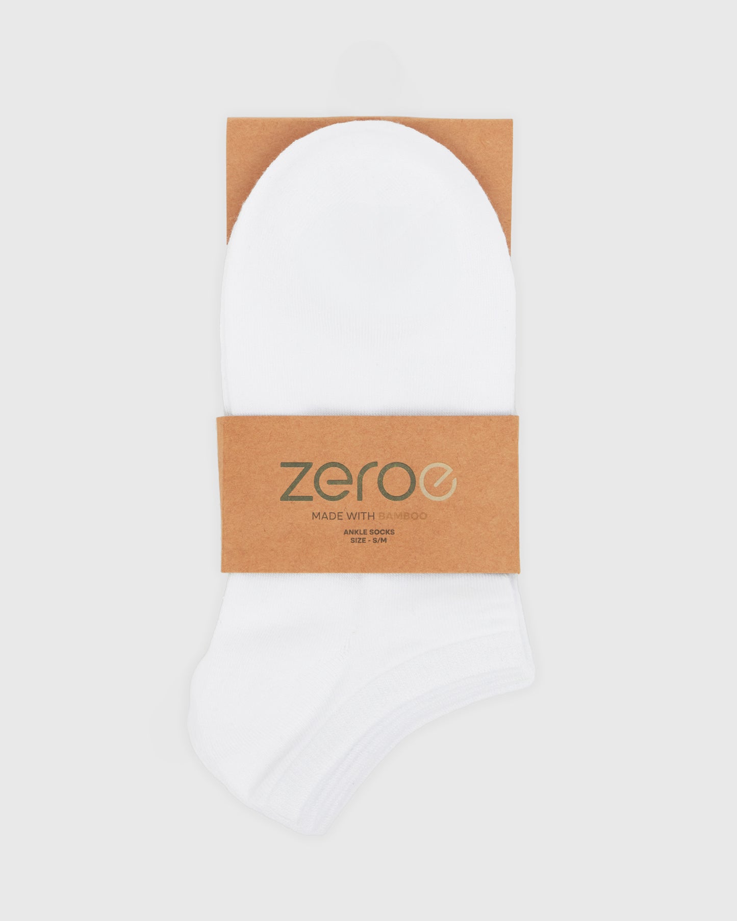 UNISEX WHITE BAMBOO ANKLE SOCKS S/M