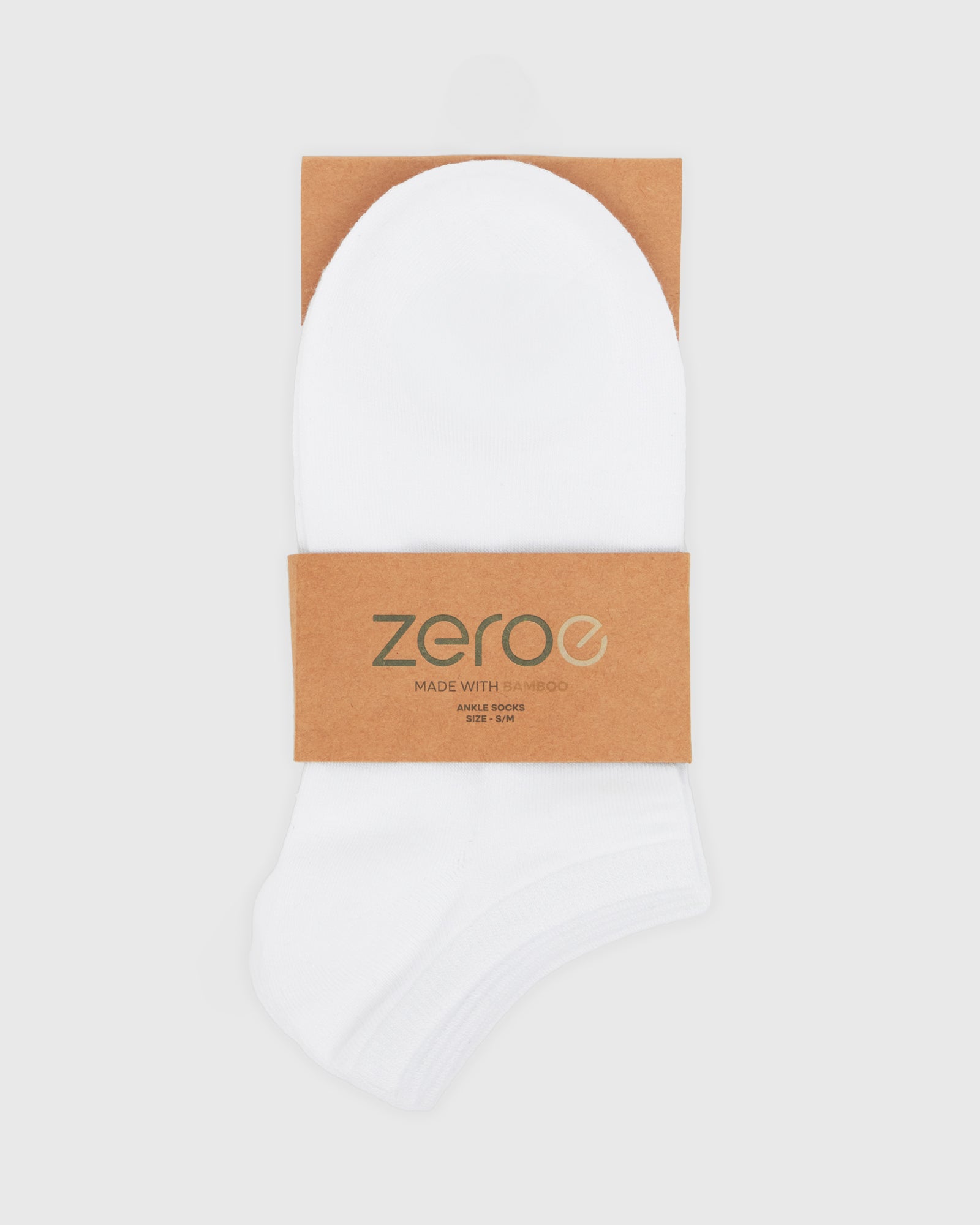 UNISEX WHITE BAMBOO ANKLE SOCKS S/M
