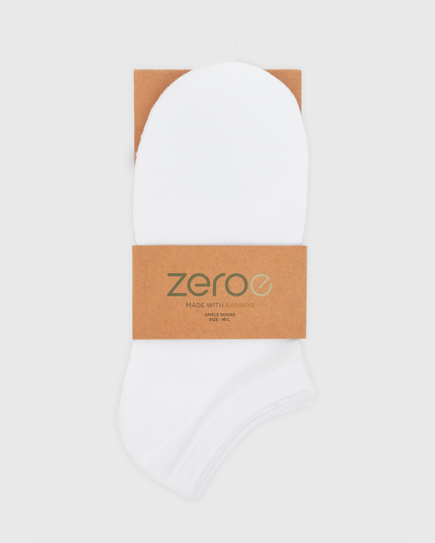 UNISEX WHITE BAMBOO ANKLE SOCKS M/L