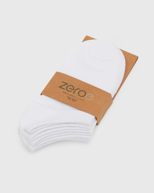 UNISEX WHITE BAMBOO ANKLE SOCKS S/M