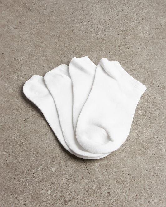 UNISEX WHITE BAMBOO ANKLE SOCKS S/M
