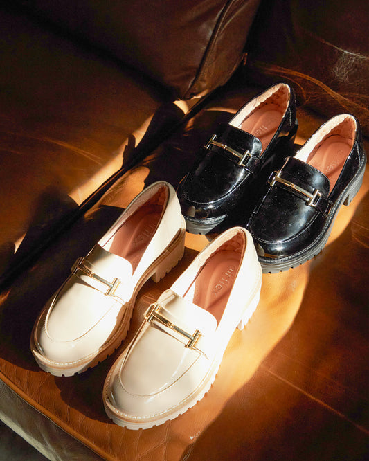 AGATHA Leather Heeled Loafers