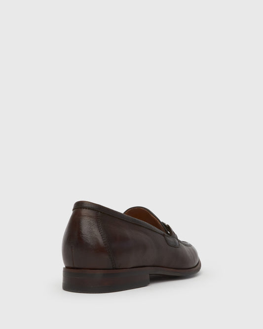 NATE Leather Buckle Trim Loafers