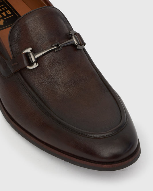 NATE Leather Buckle Trim Loafers
