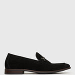 NATE Leather Buckle Trim Loafers