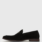 NATE Leather Buckle Trim Loafers