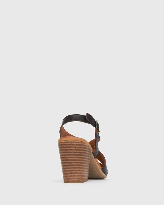 HEIDI Leather Block Heel Sandal