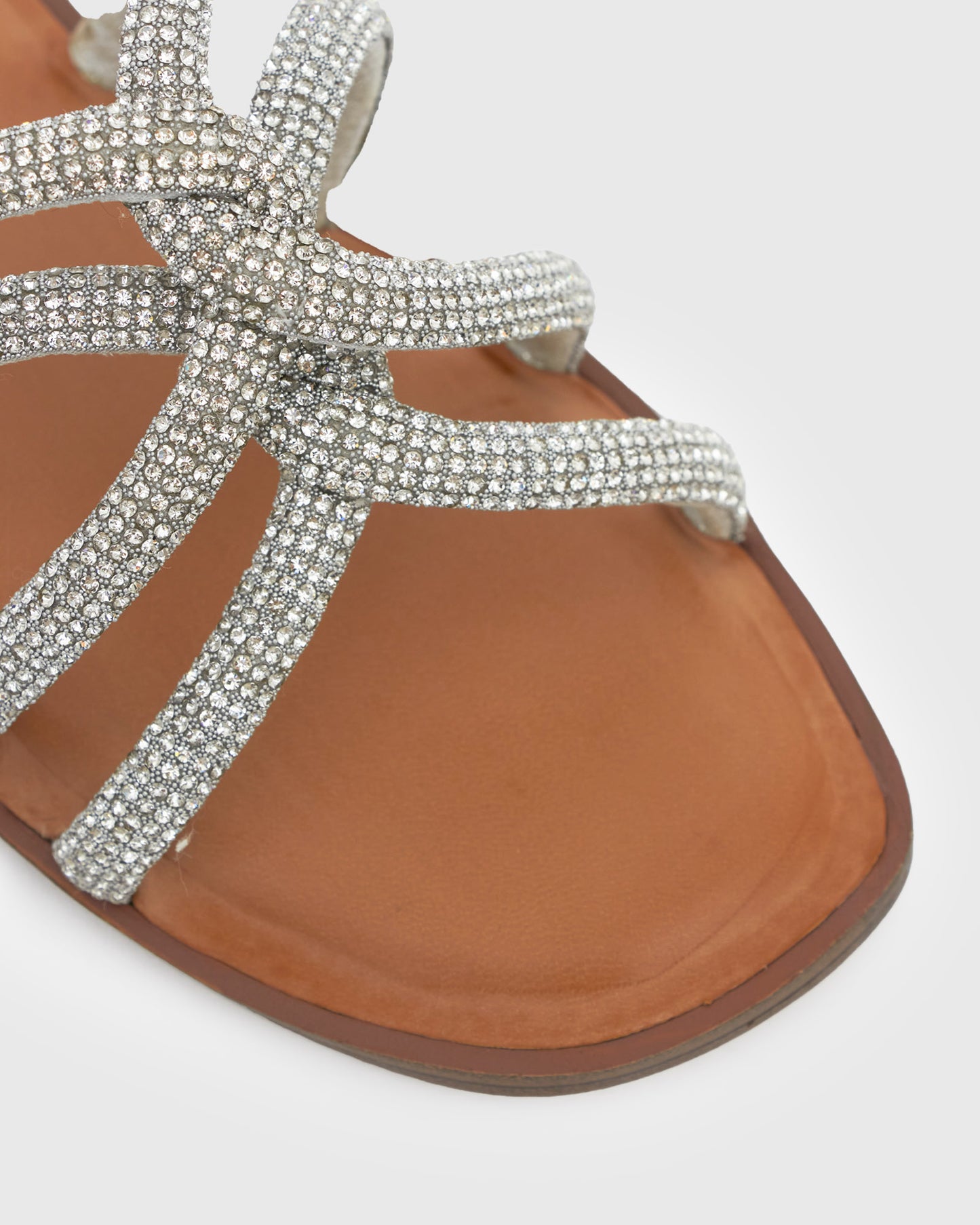 BELLE Flat Woven Diamante Sandals