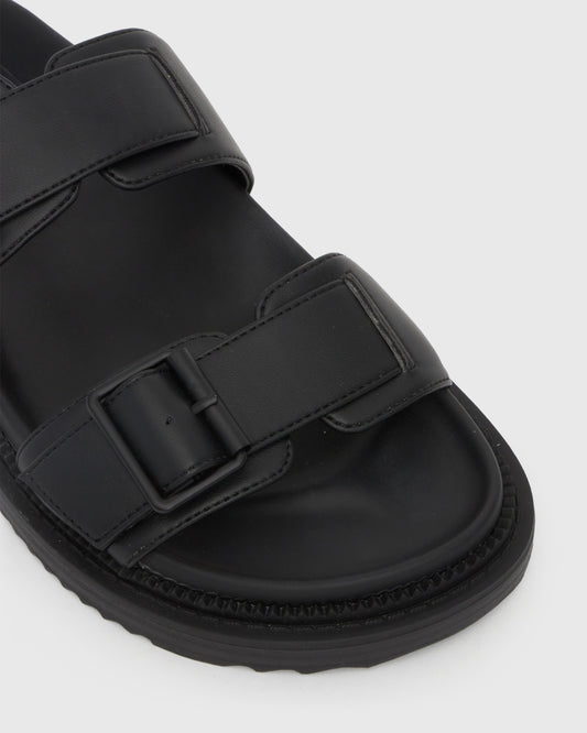 MIDTOWN Feature Buckle Footbed Slides