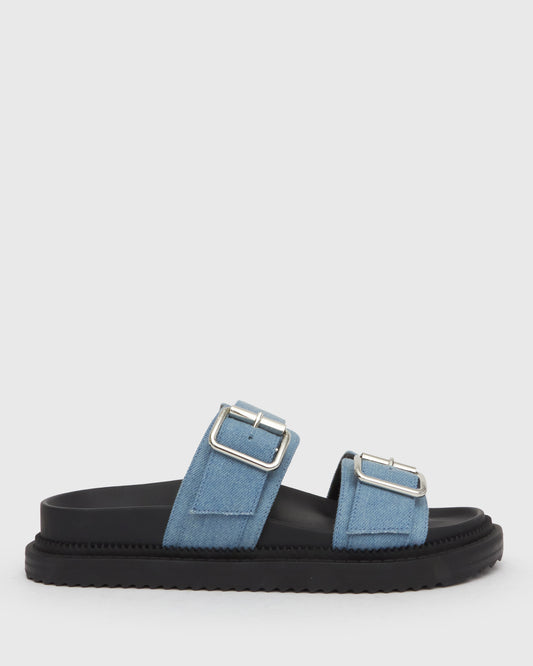 MIDTOWN Feature Buckle Footbed Slides