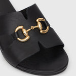 FOXY Buckle Leather Slide Sandals