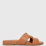 FOXY Buckle Leather Slide Sandals
