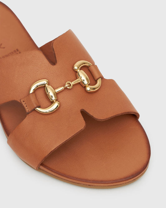 FOXY Buckle Leather Slide Sandals