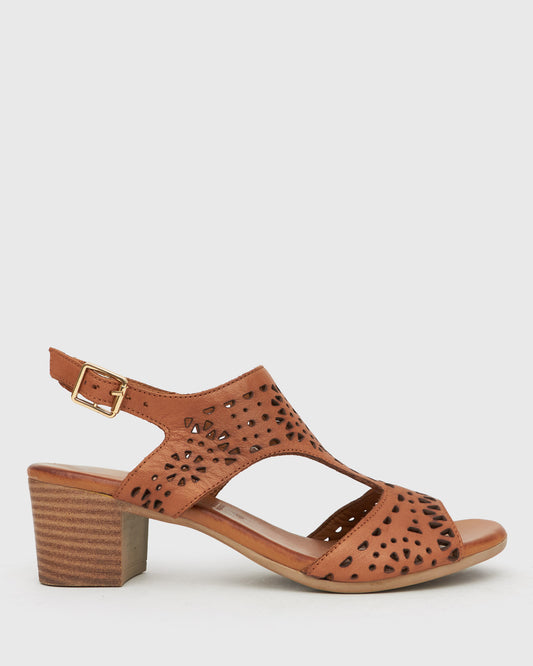 DESTINY Leather Block Heel Sandals