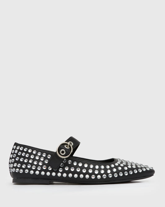 VERITY Diamante Bling Buckled Flats