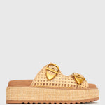 PRE-ORDER VACAY Raffia Platform Slide Sandals