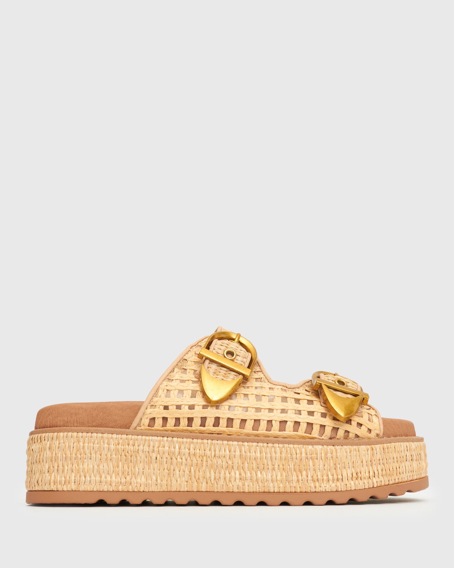 PRE-ORDER VACAY Raffia Platform Slide Sandals