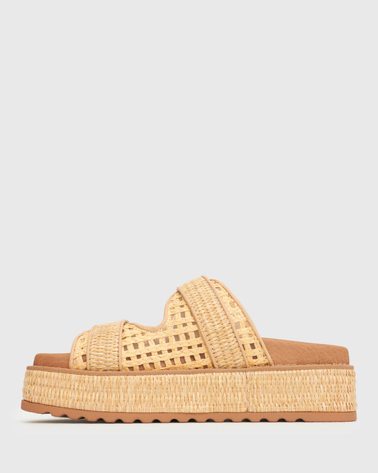 PRE-ORDER VACAY Raffia Platform Slide Sandals