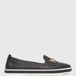 PRE-ORDER GEORGINA Gold Trim Leather Loafers