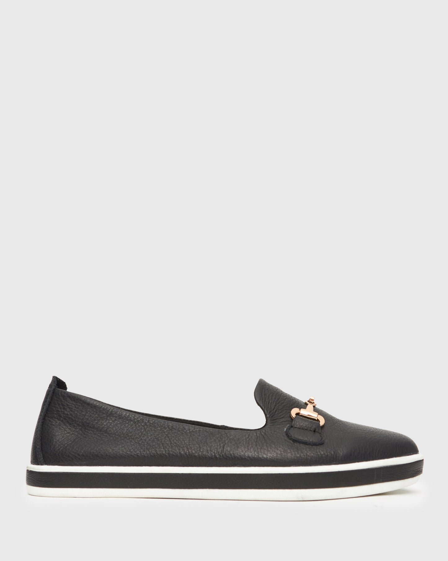 PRE-ORDER GEORGINA Gold Trim Leather Loafers