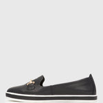 PRE-ORDER GEORGINA Gold Trim Leather Loafers