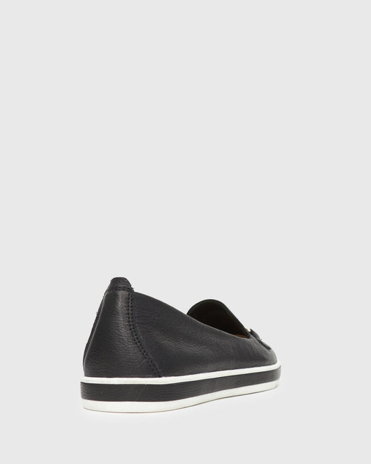 GEORGINA Gold Trim Leather Loafers