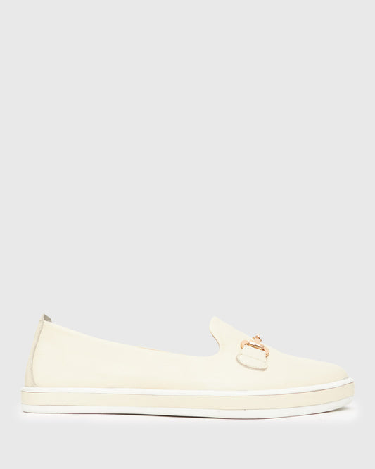 GEORGINA Gold Trim Leather Loafers
