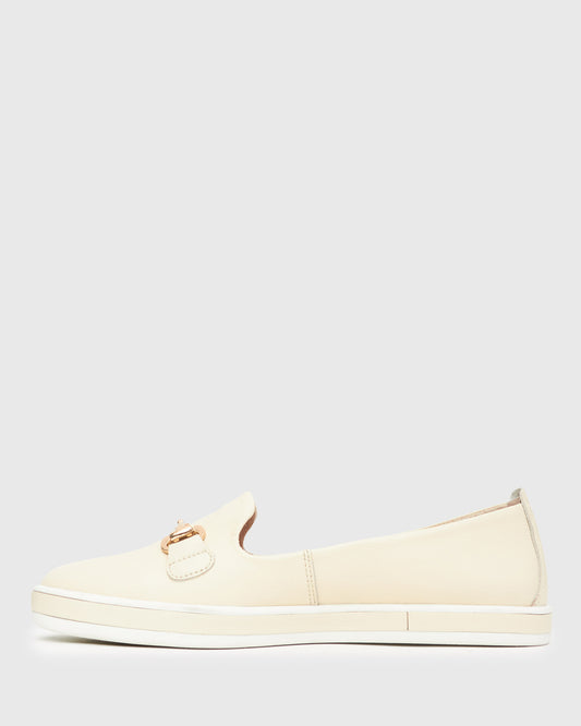 GEORGINA Gold Trim Leather Loafers