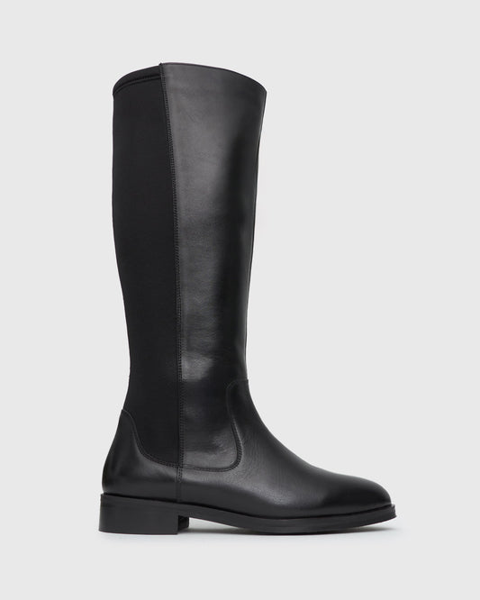 SNOOP Leather Round Toe Knee Boots