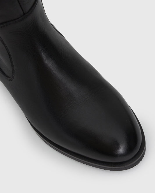 SNOOP Leather Round Toe Knee Boots