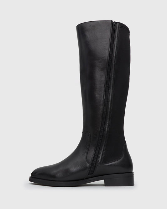 SNOOP Leather Round Toe Knee Boots