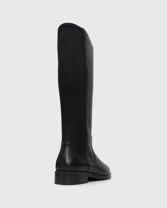 SNOOP Leather Round Toe Knee Boots