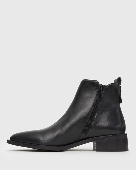 FAYE Leather Pointed Ankle Boots