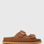 Wider Fit HUSH Leather Buckle Slides