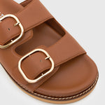 Wider Fit HUSH Leather Buckle Slides
