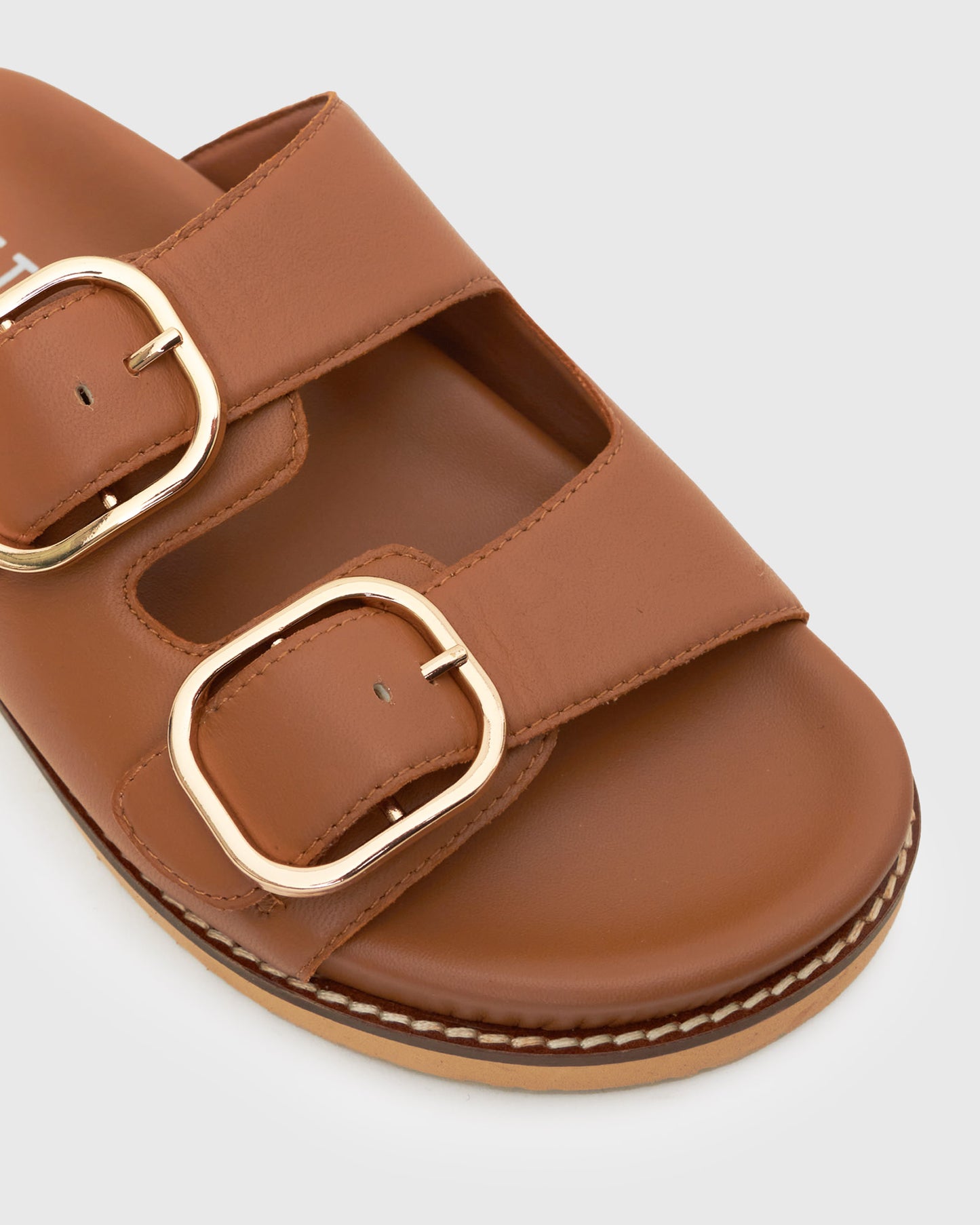 Wider Fit HUSH Leather Buckle Slides