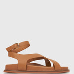 MALIBU Leather Crossover Ankle-Strap Sandals