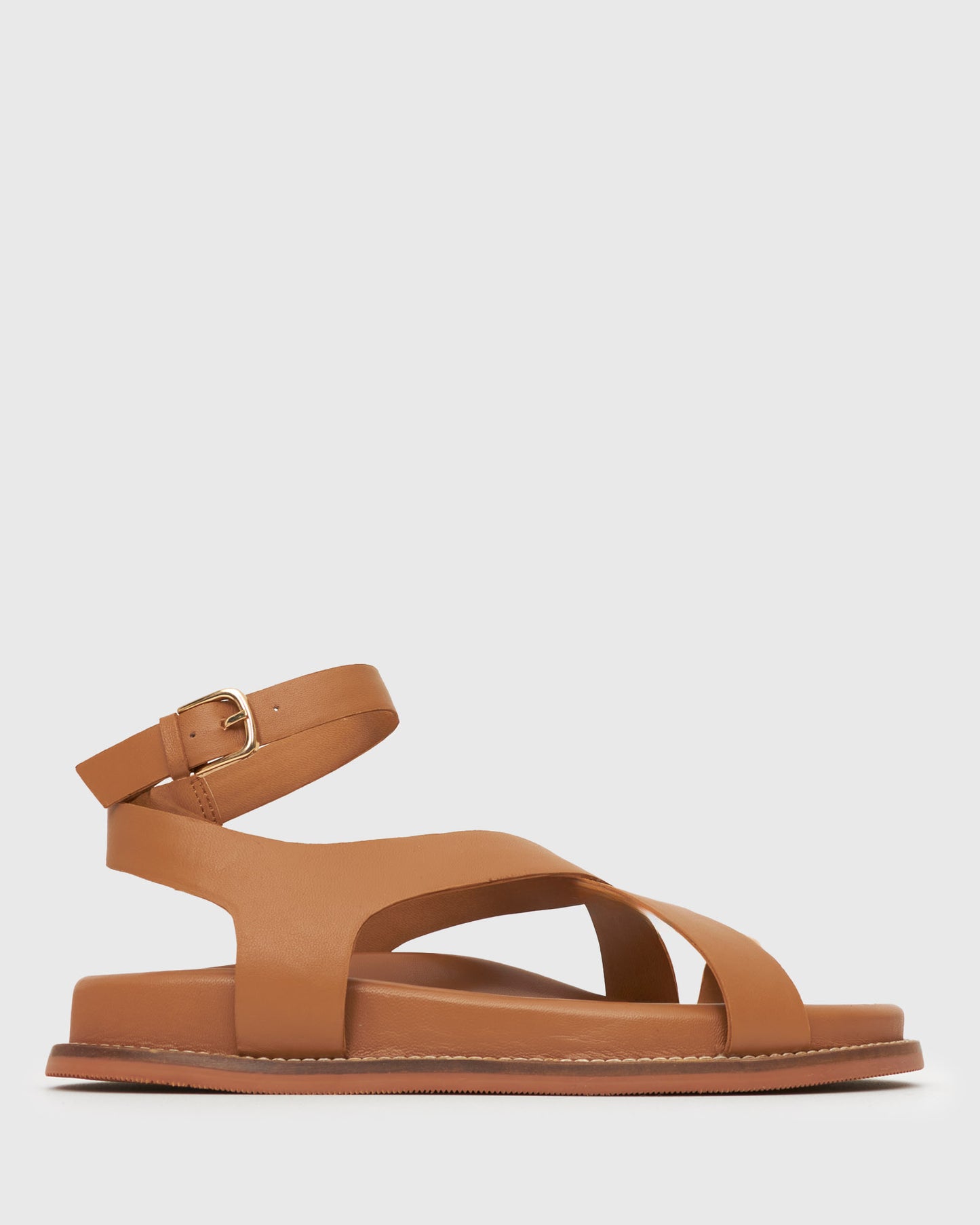 MALIBU Leather Crossover Ankle-Strap Sandals