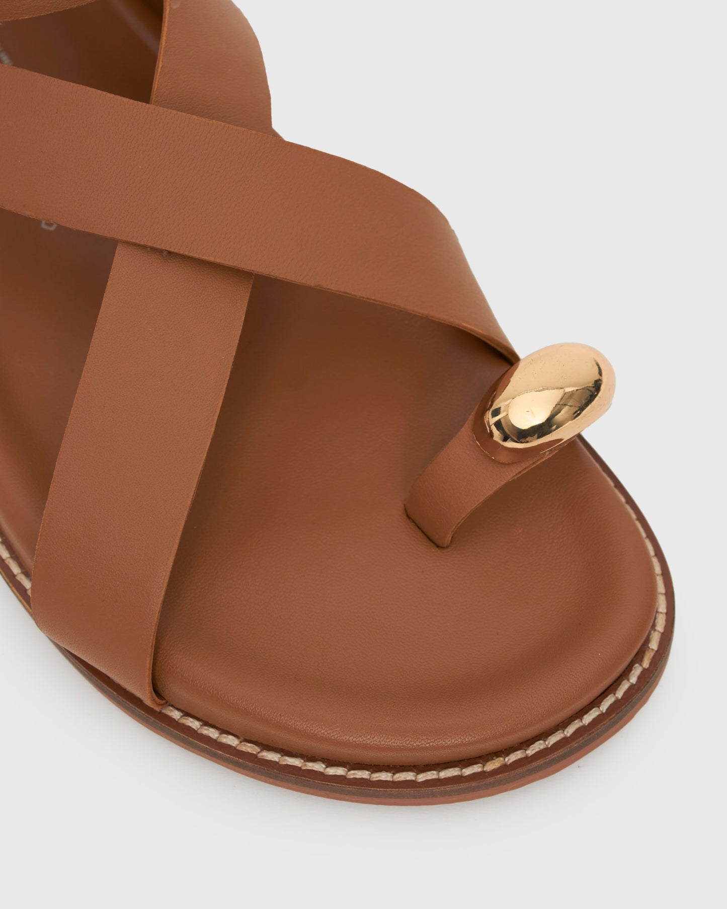 MALIBU Leather Crossover Ankle-Strap Sandals