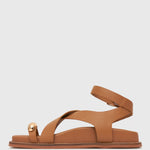 MALIBU Leather Crossover Ankle-Strap Sandals