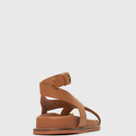 MALIBU Leather Crossover Ankle-Strap Sandals