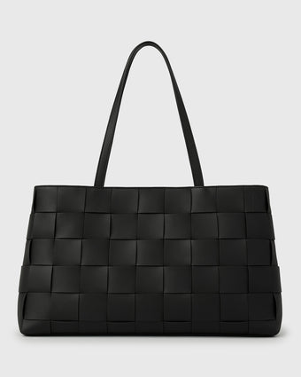 KENNIE Leather Woven Tote Handbag