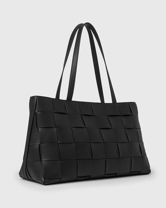 KENNIE Leather Woven Tote Handbag
