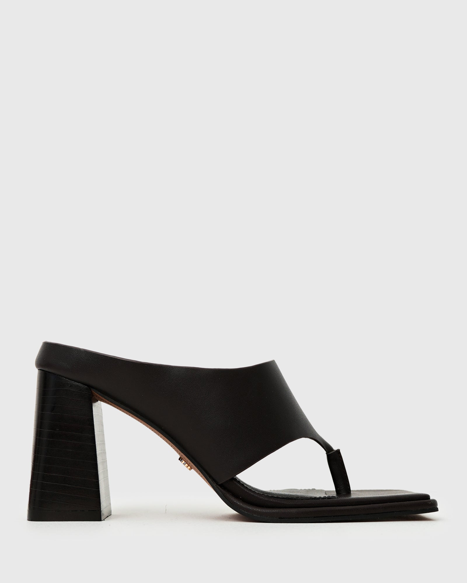 PRE-ORDER ELLIE Leather Thong High Block Heels
