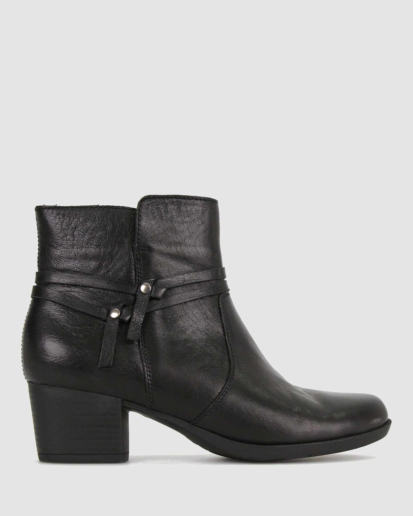 LADDY Leather Block Heel Ankle Boot