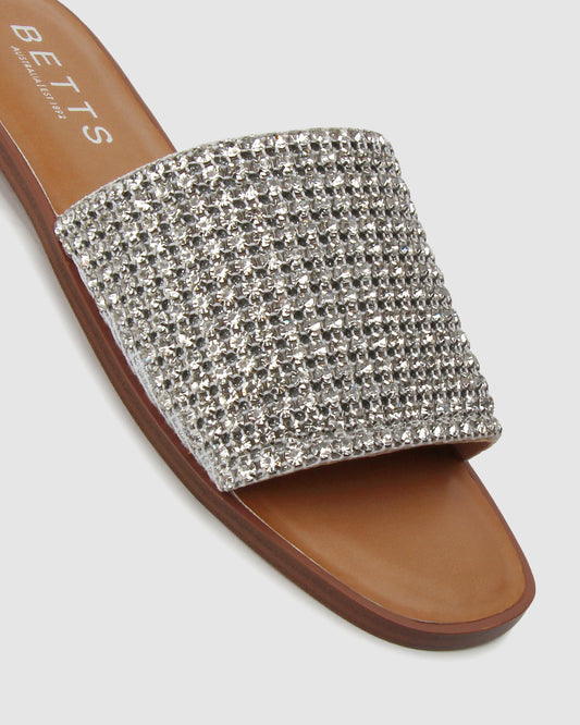 BRIGHT Flat Diamante Sandals
