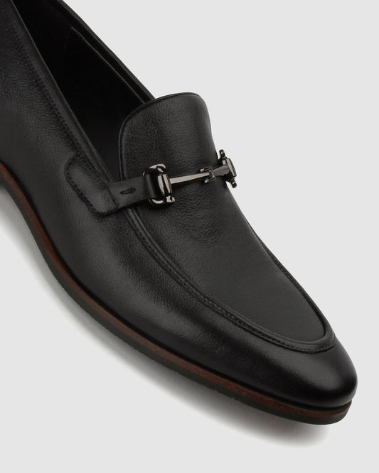 NATE Leather Buckle Trim Loafers