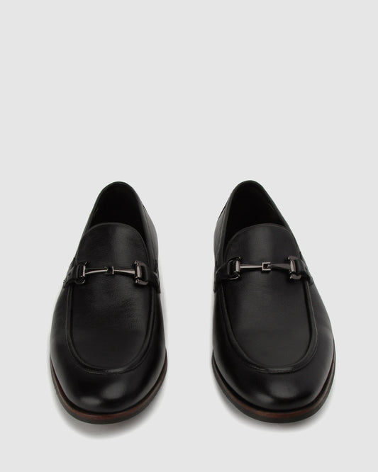 NATE Leather Buckle Trim Loafers